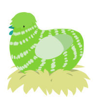 A grass and gluppy chicken with a bar pattern