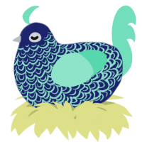 A navy and mint chicken with a double-lace pattern