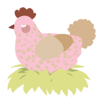 A rose and beige chicken with a speckle pattern