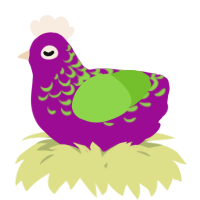 A plum and grass chicken with a half-lace pattern