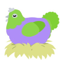 A lilac and grass chicken with a head pattern