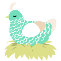 A mint and cream chicken with a lace pattern