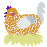 A orange and mist chicken with a lace pattern