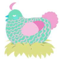 A mint and pink chicken with a lace pattern