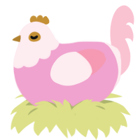 A pink and rose chicken with a head pattern