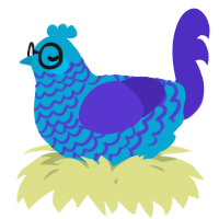 A cerulean and indigo chicken with a lace pattern