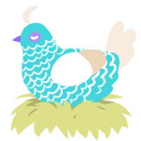 A aqua and cream chicken with a lace pattern