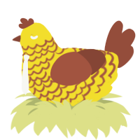 Bananaphone, a yellow and russet chicken with a lace pattern
