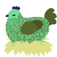 Freckle Moss, a spring and olive chicken with a double-lace pattern