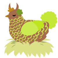Moss, a brown and lime chicken with a lace pattern