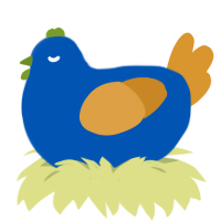 beepo, a ultramarine and orange chicken