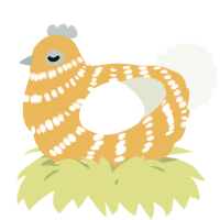 A honey and white chicken with a bar pattern