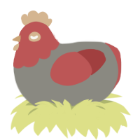 A ash and red chicken with a head pattern