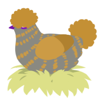 A ash and gold chicken with a bar pattern