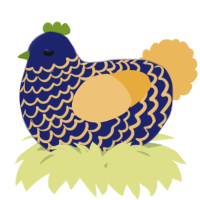 A navy and honey chicken with a lace pattern