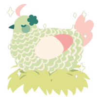 A gluppy and rose chicken with a lace pattern