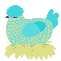 A gluppy and aqua chicken with a lace pattern