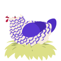 A cream and indigo chicken with a lace pattern