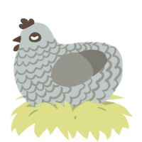 A silver and ash chicken with a lace pattern
