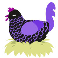 A sable and blurple chicken with a lace pattern