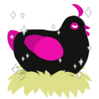 A black and fuchsia chicken