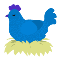 A sapphire chicken with a double-lace pattern