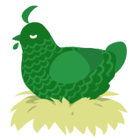 A leaf and viridian chicken with a lace pattern