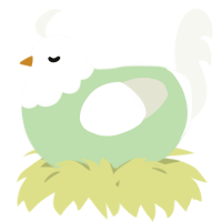 A gluppy and white chicken with a head pattern