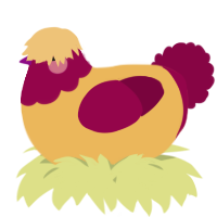 A honey and maroon chicken with a head pattern