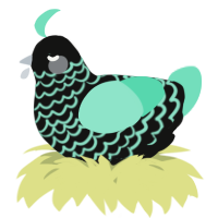 A black and mint chicken with a lace pattern