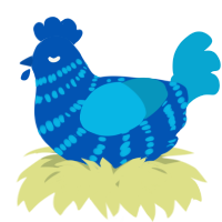 A ultramarine and cerulean chicken with a bar pattern