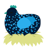 A tumblr and sky chicken with a speckle pattern