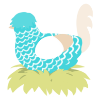 A aqua and cream chicken with a lace pattern