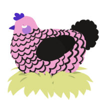 A pink and sable chicken with a lace pattern