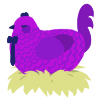 A amethyst and violet chicken with a lace pattern