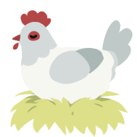 A white and silver chicken with a head pattern