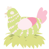 A lemon and rose chicken with a bar pattern