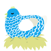 A sky and white chicken with a lace pattern