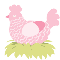 A rose chicken with a lace pattern