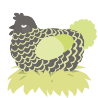 A grey and lemon chicken with a lace pattern