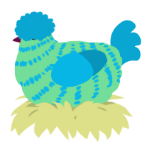 A spring and cerulean chicken with a bar pattern