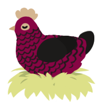 A maroon and sable chicken with a lace pattern