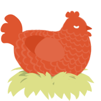 A vermilion chicken with a lace pattern