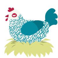 A white and sea chicken with a double-lace pattern