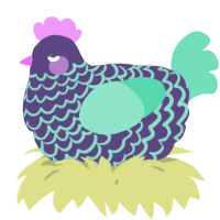 A overcast and mint chicken with a lace pattern