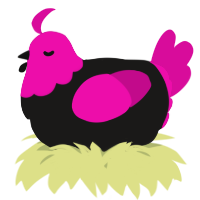 A sable and fuchsia chicken with a head pattern
