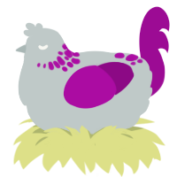 Rug, a silver and plum chicken with a neck-speckle pattern