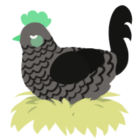 A grey and black chicken with a lace pattern