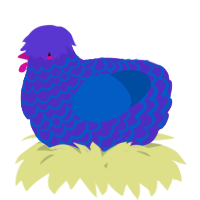 A indigo and ultramarine chicken with a lace pattern