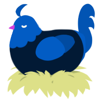 A tumblr and ultramarine chicken with a head pattern